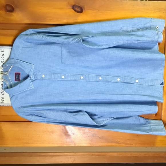 UNTUCKit* men's cotton chambray button front long sleeve collared dress shirt - Picture 2 of 14